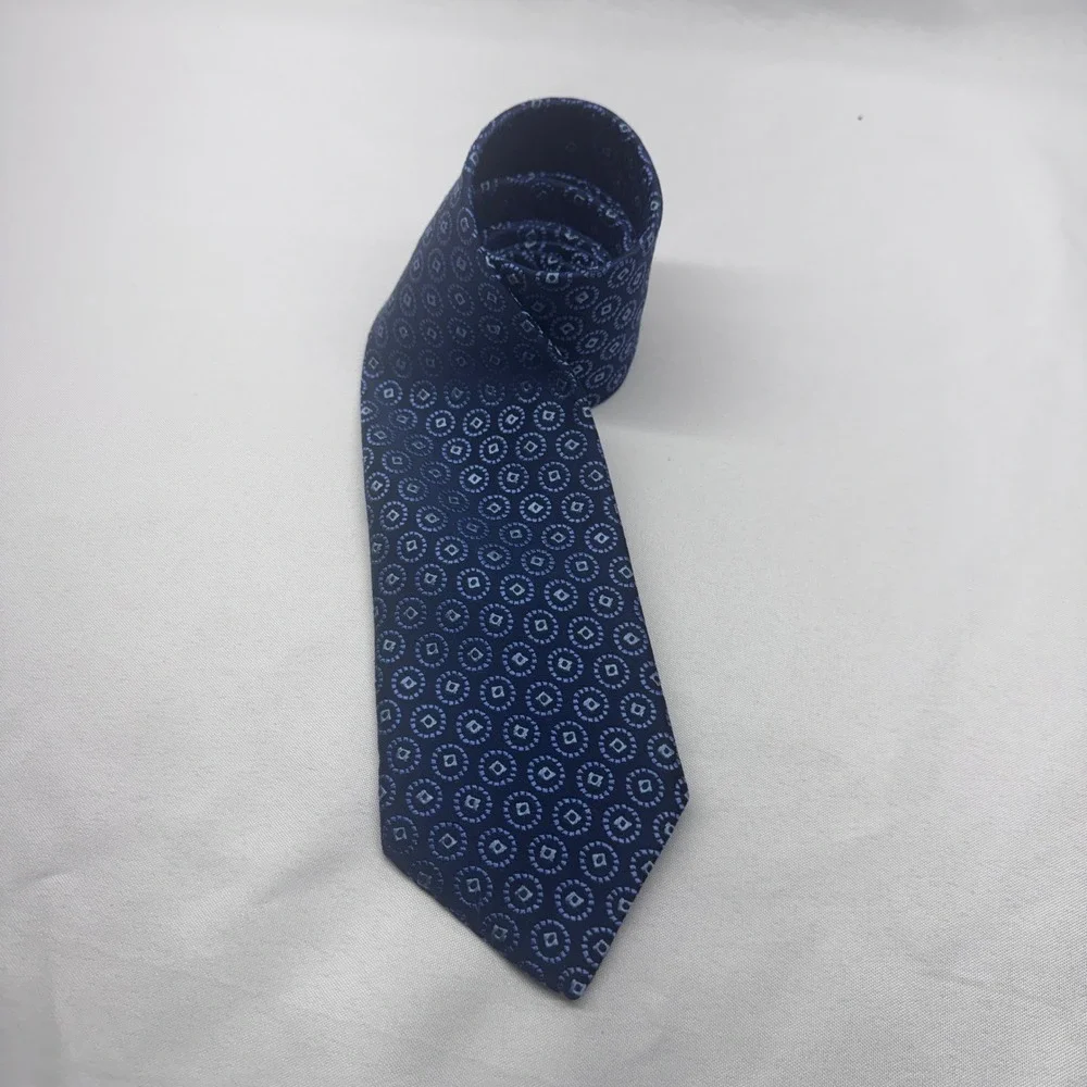 Charvet Silk Tie Mens OS Blue Geometric Medallion French Luxury Formal Dapper